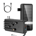 boogostore Cargador Portátil con Cable Incorporado y Enchufe de Pared de 50000mAh PD30W Carga Rápida Banco de Energía Solar con 5 Salidas y 2 Entradas, Doble Linterna LED y Soporte para Teléfono, Batería Externa (Negro)