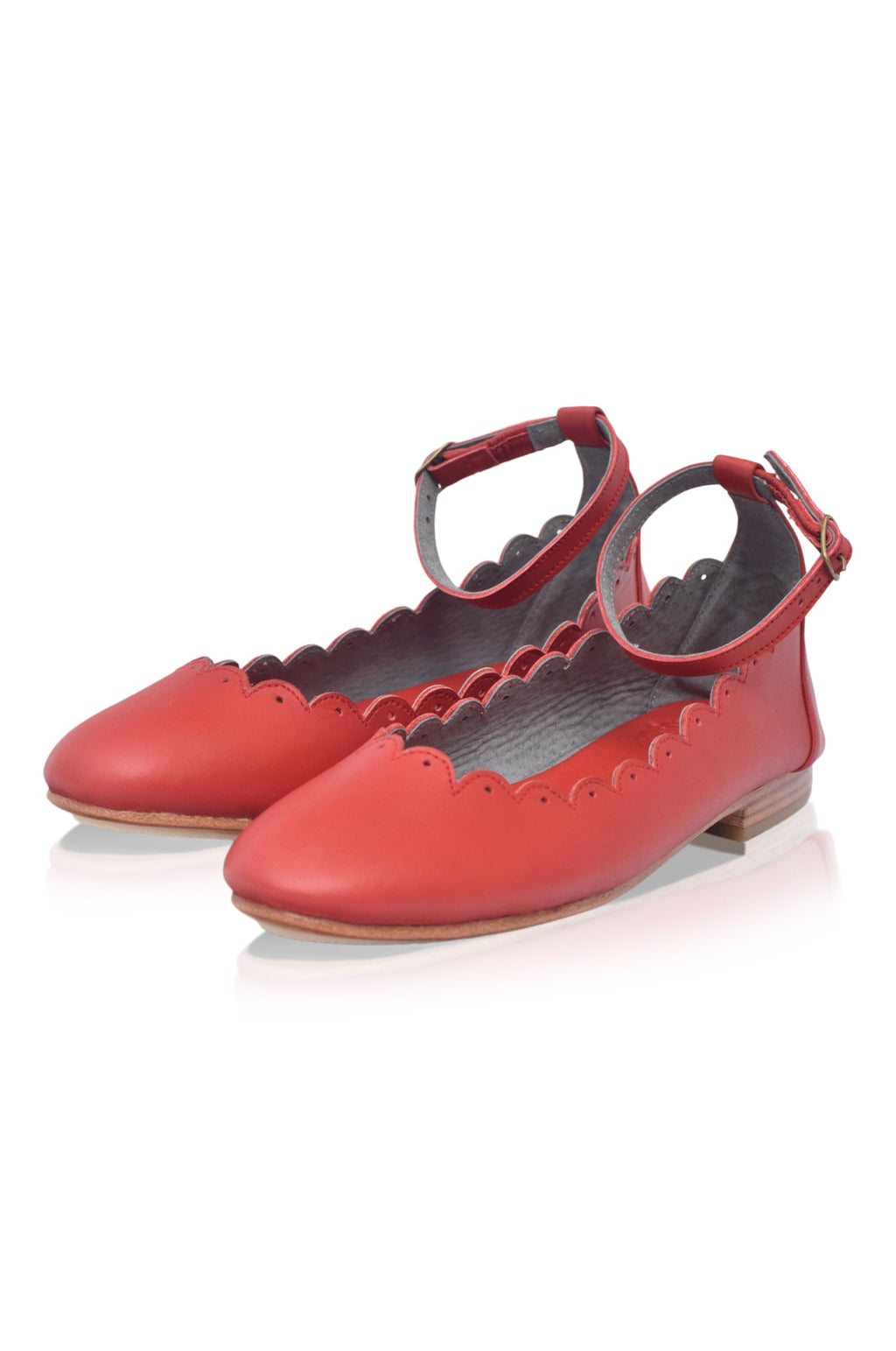 Fleur Scalloped Ankle Strap Flats